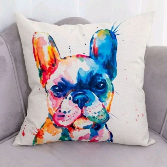 Boutique Other - Dog Pattern Pop Art Colorful Bulldog Design Pillow Cover Pillowcase